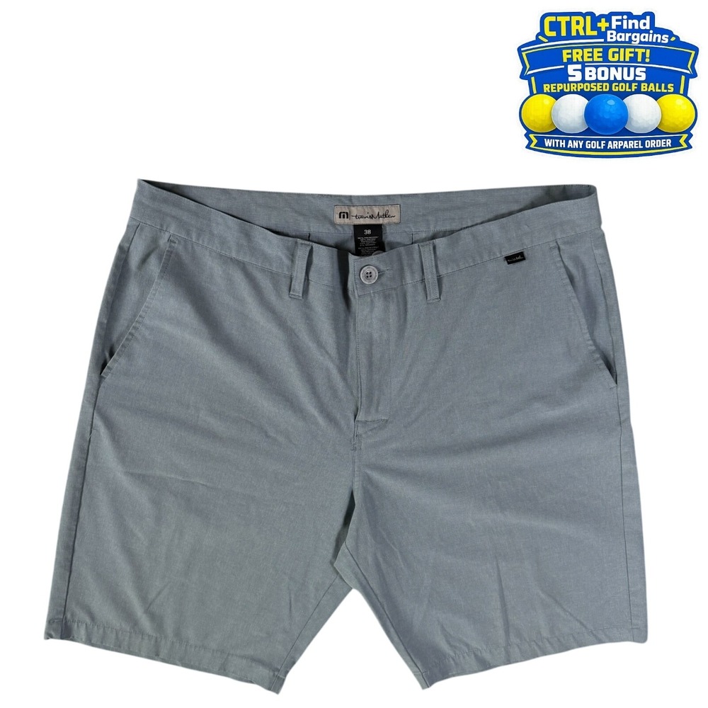 Travis Mathew Beck Performance Golf Shorts Stretch Blue Gray Men's Size38